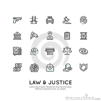Legal Law Services, Police, Investigation, Justice Vector Illustration