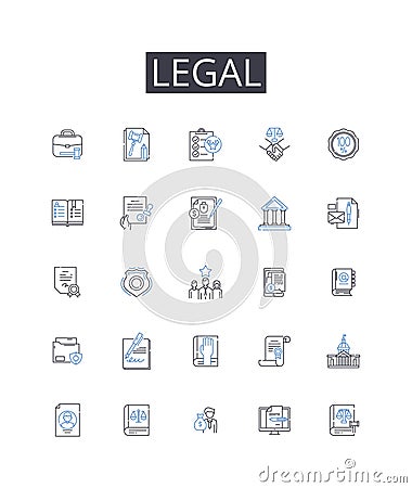 Legal line icons collection. Fluency, Competence, Skill, Proficiency, Expertise, Training, Knowledge vector and linear Vector Illustration