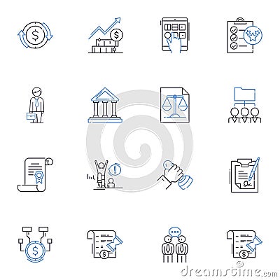 Legal Professional line icons collection. Advocate, Attorney, Barrister, Counsel, Defense, Jurist, Lawyer vector and Vector Illustration