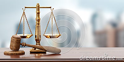 Legal scales and Judge gavel Symbol of law and justice. lawyer and legal services in business. Law concept of Judiciary, Cartoon Illustration