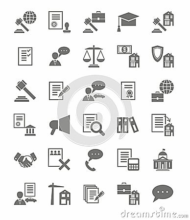 Legal services flat icons. Vector Illustration
