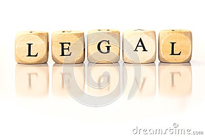 Legal spelled word, dice letters with reflection Stock Photo