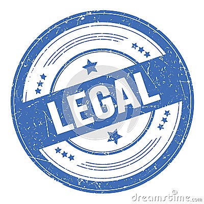 LEGAL text on blue round grungy stamp Stock Photo