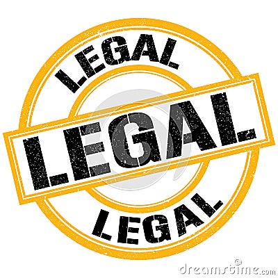 LEGAL text on yellow-black round stamp sign Stock Photo