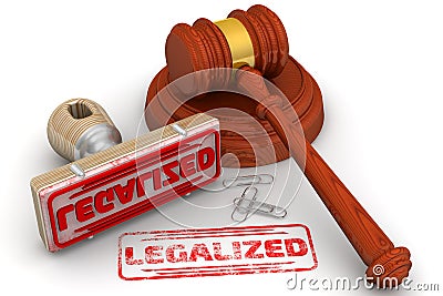 Legalized verdict. The stamp and an imprint Cartoon Illustration