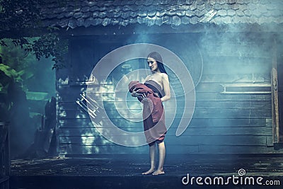 Legend of Mae Nak Phra Khanong. Thai Ghost concept Stock Photo