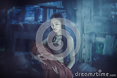 Legend of Mae Nak Phra Khanong. Thai Ghost concept Stock Photo