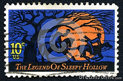 Legend of Sleepy Hollow USA Postage Stamp Editorial Stock Photo