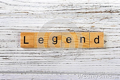 legend word made with wooden blocks concept Stock Photo