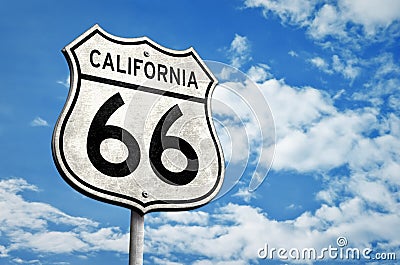 Legendary California Route 66 roadsign Cartoon Illustration