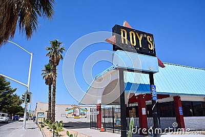 Legendary Roy`s Cafe on historic Highway Route 66. Editorial Stock Photo