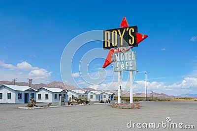 Legendary Roy`s Motel and Cafe in Amboy, California, USA. Editorial Stock Photo