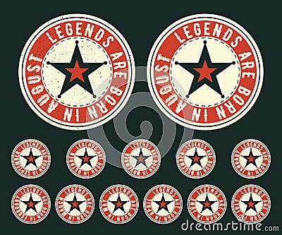 Legends are born vintage t-shirt round stamp Vector Illustration