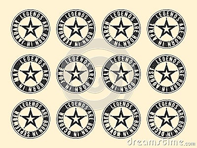 Legends are born vintage t-shirt round stamp Vector Illustration