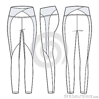 Leggings pants fashion flat sketch template. Vector Illustration