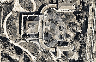 Leghorn, Italy. Aerial view of Fonte del Corallo, old thermal spring Stock Photo