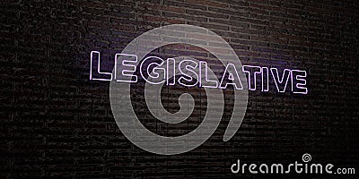 LEGISLATIVE -Realistic Neon Sign on Brick Wall background - 3D rendered royalty free stock image Stock Photo