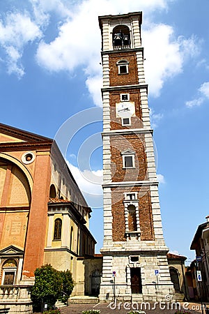 In the legnano church closed brick tower sidewalk italy l Stock Photo