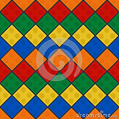 Lego constructor, cubes of different colors, seamless pattern Vector Illustration