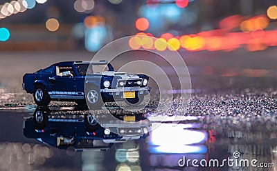 Lego creator car mustang shelby on the street Editorial Stock Photo