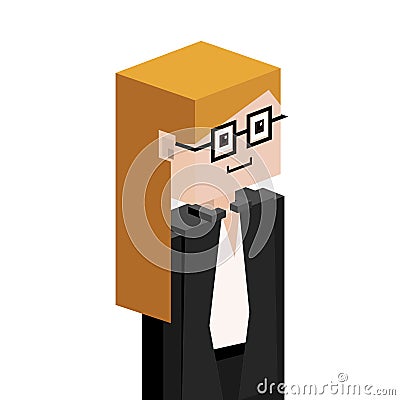 lego half body female judge with glasses Cartoon Illustration