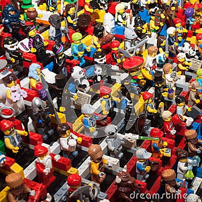 Lego minifigures at Cartoomics 2014 Editorial Stock Photo