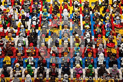 Lego minifigures at Cartoomics 2014 Editorial Stock Photo