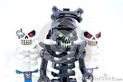 Lego Ninjago minifigure. The Awakened Warrior and Skulkin army warriors. Editorial Stock Photo