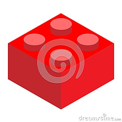 A Lego. red lego brick block on white background. flat style. co Stock Photo