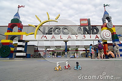 Lego storm troopers riding bicycle in front legoland malaysia Editorial Stock Photo