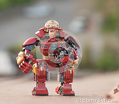 Lego super hero Iron man in hulkbuster Editorial Stock Photo