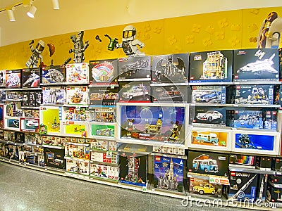 Lego toys shop, inside view Editorial Stock Photo