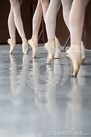 Legs dancers on pointe Stock Photo