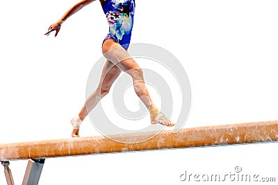 legs female gymnast exercise balance beam gymnastics Stock Photo