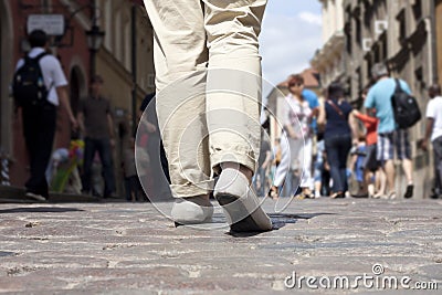 Legs people on the street background Stock Photo