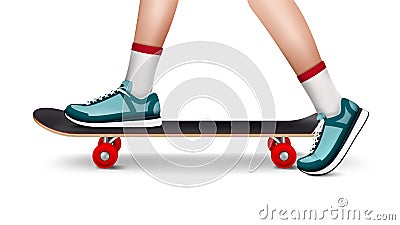 Legs On Skateboard Realistic Composition Vector Illustration