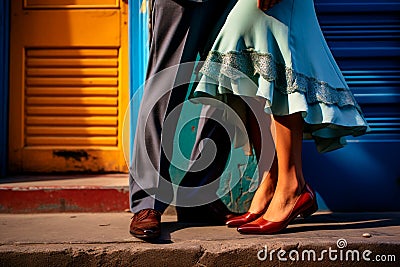 Close up view of the legs of a tango couple in the streets of Buenos Aires, Argentina Stock Photo