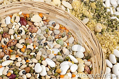 Legume abstract - top view of a variety of colorful bean Stock Photo
