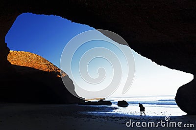 Legzira stone arches, Sidi Ifni, Souss-Massa-Draa, Morocco Stock Photo