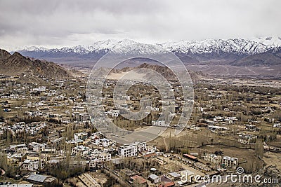 Leh Ladakh city view from Shanti Stupa Stock Photo