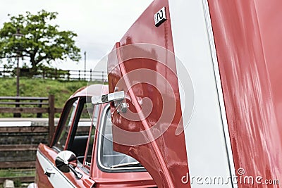 Uplifted bonnet of a restored Triumph Herald . Editorial Stock Photo