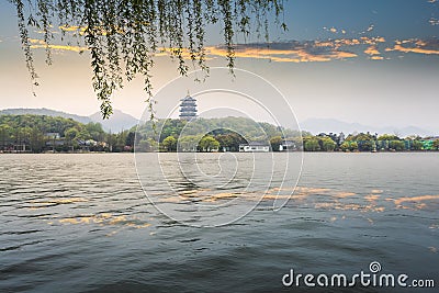 Leifeng pagoda in evening glow Stock Photo