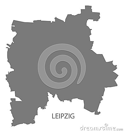 Leipzig city map grey illustration silhouette shape Vector Illustration