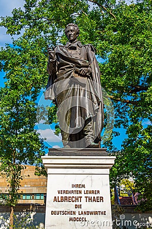 Leipzig, Germany, August 8, 2022: Statue of Albrecht Thaer in Ge Editorial Stock Photo