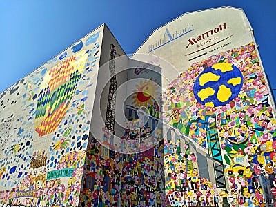 Leipzig / Germany - March 30 2018: Graffiti in memory of the German reunification and democracy Editorial Stock Photo