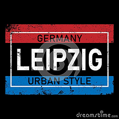 Leipzig lettering shirt style. European city typographic script font for prints, advertising, identity. Vector Illustration
