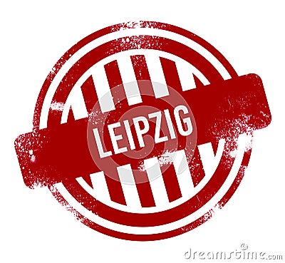 Leipzig - Red grunge button, stamp Stock Photo