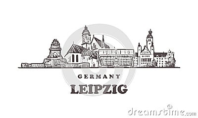 Leipzig sketch skyline. Germany, Leipzig hand drawn vector illustration Cartoon Illustration