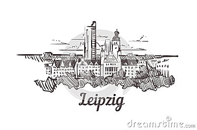 Leipzig skyline sketch. Leipzig, Germany hand drawn illustration Cartoon Illustration