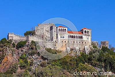 Leiria, Portugal. Medieval Leiria Castle built on top of a hill Stock Photo